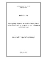 Bảo đảm quyền con người bằng hoạt động kiểm sát xét xử vụ án hình sự của việm kiểm sát nhân dân 