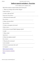 Indirect speech worksheet   exercises 