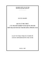Quản lý thu thuế các doanh nghiệp ngoài quốc doanh trên địa bàn huyện thanh liêm, tỉnh hà nam 