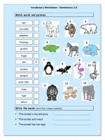 12289 vocabulary matching worksheet  elementary 26  wild animals 