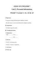 Giáo án Tiếng Anh 7 Unit 2: Personal imformation