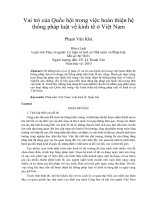 Vai trò của quốc hội trong việc hoàn thiện hệ thống pháp luật về kinh tế ở việt nam 