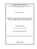 Nghiên cứu phát triển du lịch cộng đồng vùng ven biển   hải đảo tỉnh khánh hòa 
