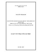 Người tiến hành tố tụng thuộc viện kiểm sát nhân dân theo luật tố tụng hình sự việt nam (trên cơ sở số liệu thực tiễn địa bàn thành phố hà nội) 