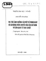 Vai trò ảnh hưởng của một số monosacarit và glyxerol trên chuyển hóa của axit amin và của gluxit ở gan chuột 