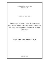 Pháp luật về bảo lãnh thanh toán của ngân hàng thương mại ở việt nam và thực tiễn tại ngân hàng bưu điện liên việt 