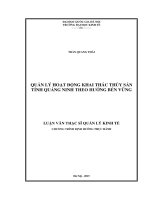 Quản lý hoạt động khai thác thủy sản tỉnh quảng ninh theo hướng bền vững 