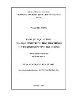 Bạo lực học đường của học sinh trung học phổ thông huyện kinh môn tỉnh hải dươngv 