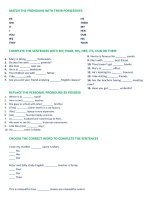 MATCH THE PRONOUNS WITH THEIR POSSESSIVES 