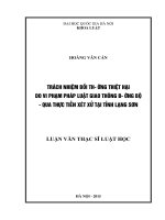 Trách nhiệm bồi thường thiệt hại do vi phạm pháp luật giao thông đường bộ   qua thực tiễn xét xử tại tỉnh lạng sơn 