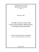 Vai trò của đầu tư trực tiếp nước ngoài với phát triển kinh tế vùng đồng bằng sông hồng 