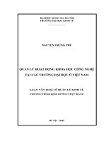 Quản lý hoạt động khoa học công nghệ tại các trường đại học ở việt nam 