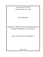 Nghiên cứu, thiết kế, chế tạo bộ khuếch đại tạp âm thấp tín hiệu siêu cao tần ở băng x 