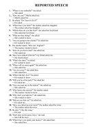 Bài tập câu tường thuật (Reported Speech) - Tự luận