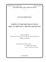 Nghiên cứu điều kiện địa kỹ thuật phục vụ thiết kế và thi công hố đào sâu 