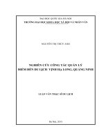 Nghiên cứu công tác quản lý điểm đến du lịch vịnh hạ long, quảng ninh 