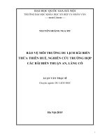 Bảo vệ môi trường du lịch bãi biển thừa thiên huế , nghiên cứu trường hợp các bãi biển thuận an, lăng cô 