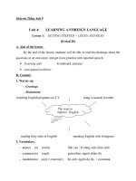 Giáo án Tiếng Anh 9 Unit 4: Learning a foreign language