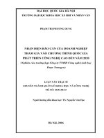 Nhận diện rào cản của doanh nghiệp tham gia vào chương trình quốc gia phát triển công nghệ cao đến năm 2020 (nghiên cứu trường hợp công ty TNHH công nghệ sinh học dược nanogen) 