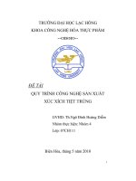 ĐỀ tài QUY TRÌNH CÔNG NGHỆ sản XUẤT xúc XÍCH TIỆT TRÙNG 