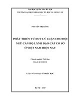 Phát triển tư duy lý luận cho đội ngũ cán bộ lãnh đạo cấp cơ sở ở việt nam hiện nay