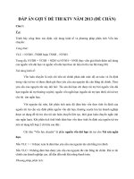 ĐÁP ÁN GỢI Ý ĐỀ THI KTV NĂM 2013 (ĐỀ CHẴN)