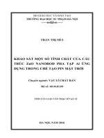 TÓM TẮT LUẬN VĂN THẠC SĨ VẬT LÍ: KHẢO SÁT MỘT SỐ TÍNH CHẤT CỦA CẤU TRÚC ZnO NANOROD PHA TẠP Al ỨNG DỤNG TRONG CHẾ TẠO PIN MẶT TRỜI