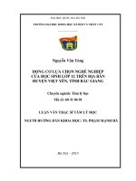 Động cơ lựa chọn nghề nghiệp của học sinh lớp 12 trên địa bàn huyện việt yên, tỉnh bắc giang 