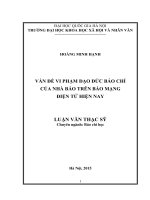Vấn đề vi phạm đạo đức báo chí của nhà báo trên báo mạng điện tử hiện nay 