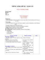 Giáo án Tiếng Anh 10 unit 11: National parks