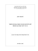 Thiết kế hoạt động ngoài giờ lên lớp trong dạy học ngữ văn 11