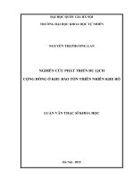 Nghiên cứu phát triển du lịch cộng đồng ở khu bảo tồn thiên nhiên khe rỗ, huyện sơn động, tỉnh bắc giang 
