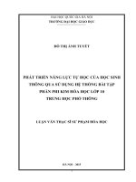 Phát triển năng lực tự học của học sinh thông qua sử dụng hệ thống bài tập phần phi kim hoá học lớp 10 trung học phổ thông 