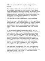 Follow the customs of the new country vs  keep one`s own customs 