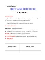 Giáo án Tiếng Anh 10 Unit 1: A day in the life of…