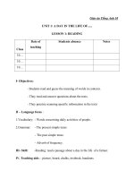 Giáo án Tiếng Anh 10 Unit 1: A day in the life of…