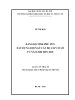Đảng bộ phú yên xây dựng đội ngũ cán bộ cấp cơ sở từ năm 2000 đến 2010 