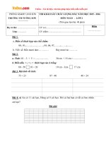 Đề thi khảo sát chất lượng đầu năm môn Toán lớp 2 trường Tiểu học Tường Sơn, Nghệ An năm học 2015 - 2016