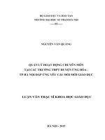 LUẬN VĂN THẠC SĨ KHOA HỌC GIÁO DỤC: QUẢN LÝ HOẠT ĐỘNG CHUYÊN MÔN  TẠI CÁC TRƯỜNG THPT HUYỆN ỨNG HÒA   TP HÀ NỘI ĐÁP ỨNG YÊU CẦU ĐỔI MỚI GIÁO DỤC