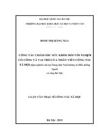 Công tác chăm sóc sức khỏe đối với người có công và vai trò của nhân viên công tác xã hội ( nghiên cứu tại trung tâm nuôi dưỡng và điều dưỡng người có công ở hà nội) 