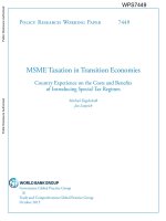 MSME Taxation in Transition Economies Country Experience on the Costs and Benefits of Introducing Special Tax Regimes