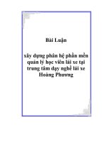 BÀI LUẬN xây DỰNG PHÂN hệ PHẦN mền QUẢN lý học VIÊN lái XE tại TRUNG tâm dạy NGHỀ lái XE HOÀNG PHƯƠNG 