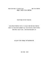 LUẬN VĂN THẠC SỸ KINH TẾ: GIẢI PHÁP PHÒNG NGỪA VÀ HẠN CHẾ RỦI RO TRONG  CHO VAY DOANH NGHIỆP TẠI  NGÂN HÀNG TMCP CÔNG THƯƠNG VIỆT NAM – CHI NHÁNH KIẾN AN