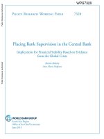Placing Bank Supervision in the Central Bank Implications for Financial Stability Based on Evidence from the Global Crisis