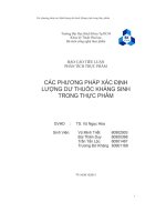 CÁC PHƯƠNG PHÁP xác ĐỊNH LƯỢNG dư THUỐC KHÁNG SINH TRONG THỰC PHẨM 