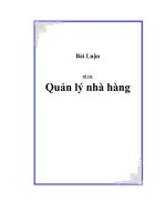 ĐỒ án hệ THỐNG QUẢN lý NHÀ HÀNG 