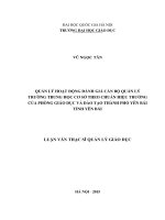 Quản lý hoạt động đánh giá cán bộ quản lý trường trung học cơ sở theo chuẩn hiệu trưởng của phòng giáo dục và đào tạo thành phố yên bái tỉnh yên bái 