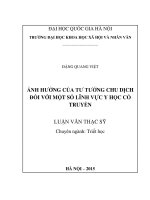 Ảnh hưởng của tư tưởng chu dịch đối với một số lĩnh vực y học cổ truyền 