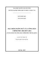 Đặc điểm ngôn ngữ của công báo chính phủ 2004 đến 2014 (có so sánh với công báo chính phủ trung quốc)