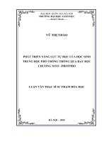 Phát triển năng lực tự học của học sinh trung học phổ thông thông qua dạy học chương nitơ   photpho 